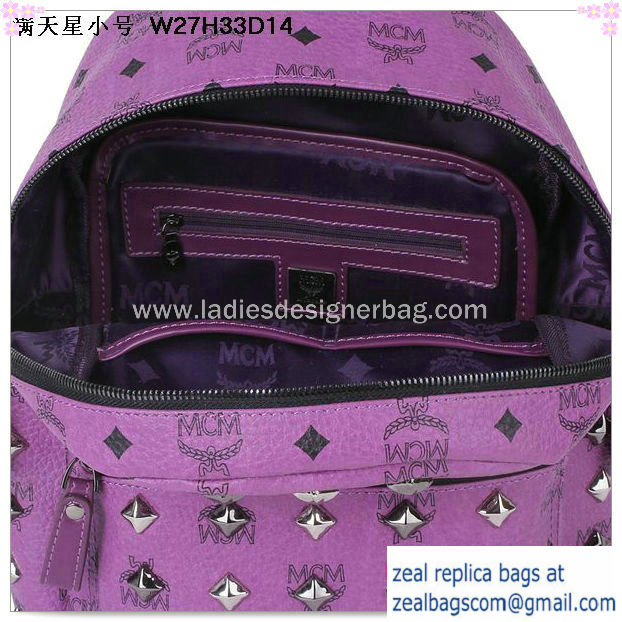 High Quality Replica Hot Sale MCM Stark Studded Small Backpack MC2089S Purple - Click Image to Close